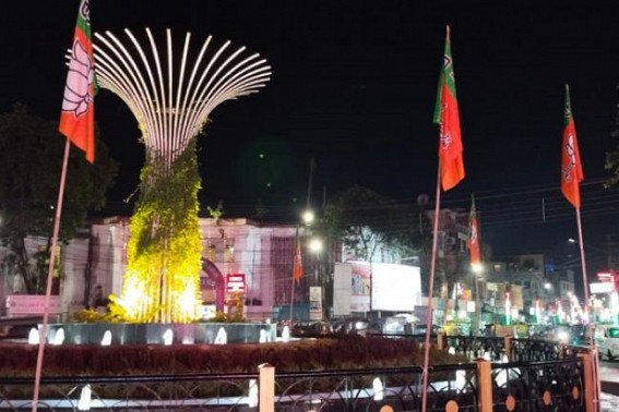 Ahead of Diwali BJP put flags in Govt Properties across Agartala